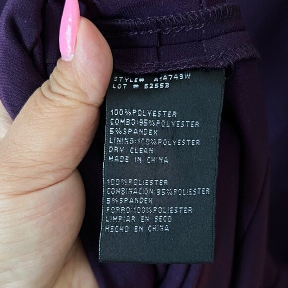Betsy & Adam, Women's Plus, Chiffon Capelet Sheath Dress - Plum. Size: 22W. NWT. - Picture 9 of 13